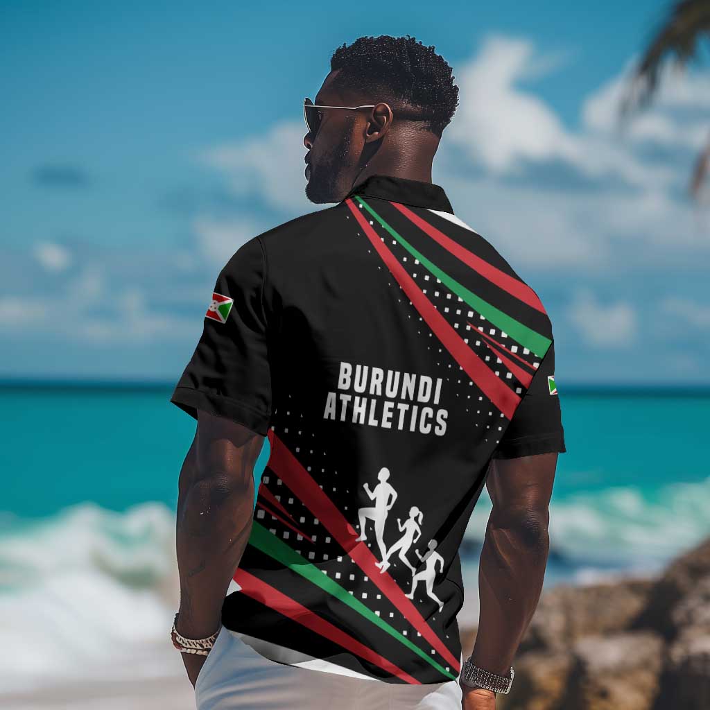 Burundi Hawaiian Shirt with Athletics Runners Black Red Green Flag Spirit TS04