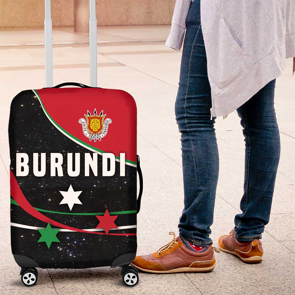 Burundi Luggage Cover with Athletics Runners Black Red Green Flag Spirit TS04
