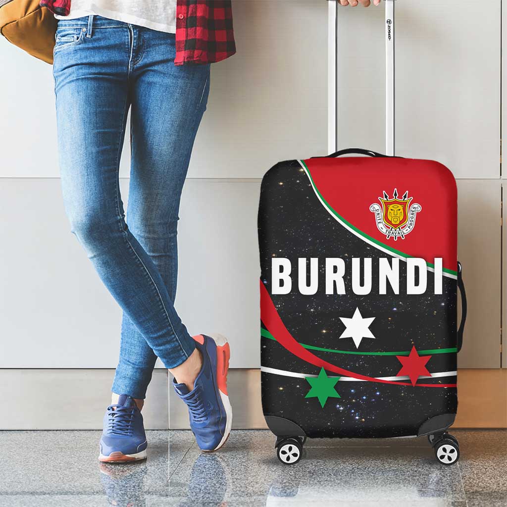 Burundi Luggage Cover with Athletics Runners Black Red Green Flag Spirit TS04