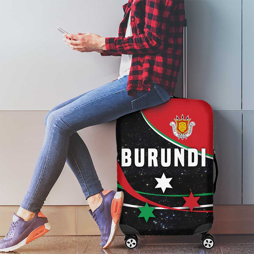 Burundi Luggage Cover with Athletics Runners Black Red Green Flag Spirit TS04