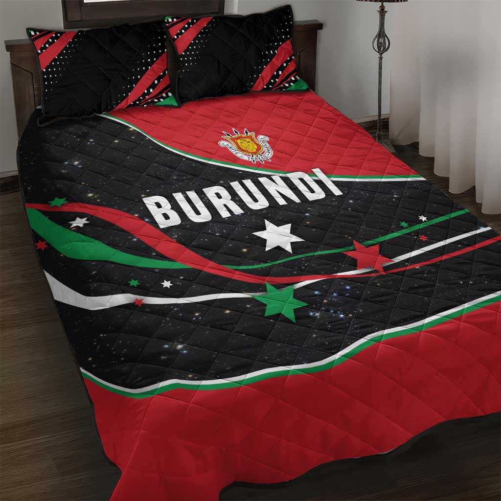 Burundi Quilt Bed Set with Athletics Runners Black Red Green Flag Spirit TS04