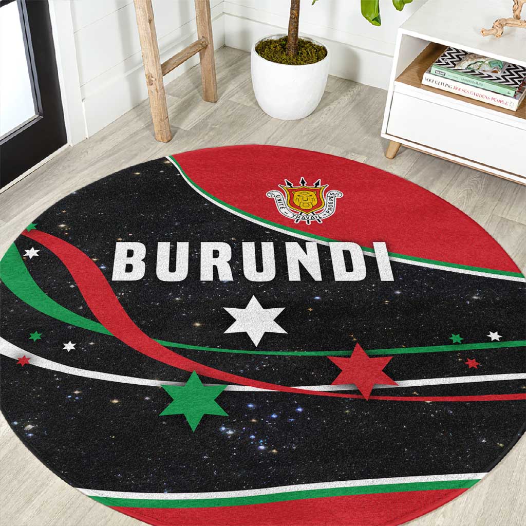 Burundi Round Carpet with Athletics Runners Black Red Green Flag Spirit TS04