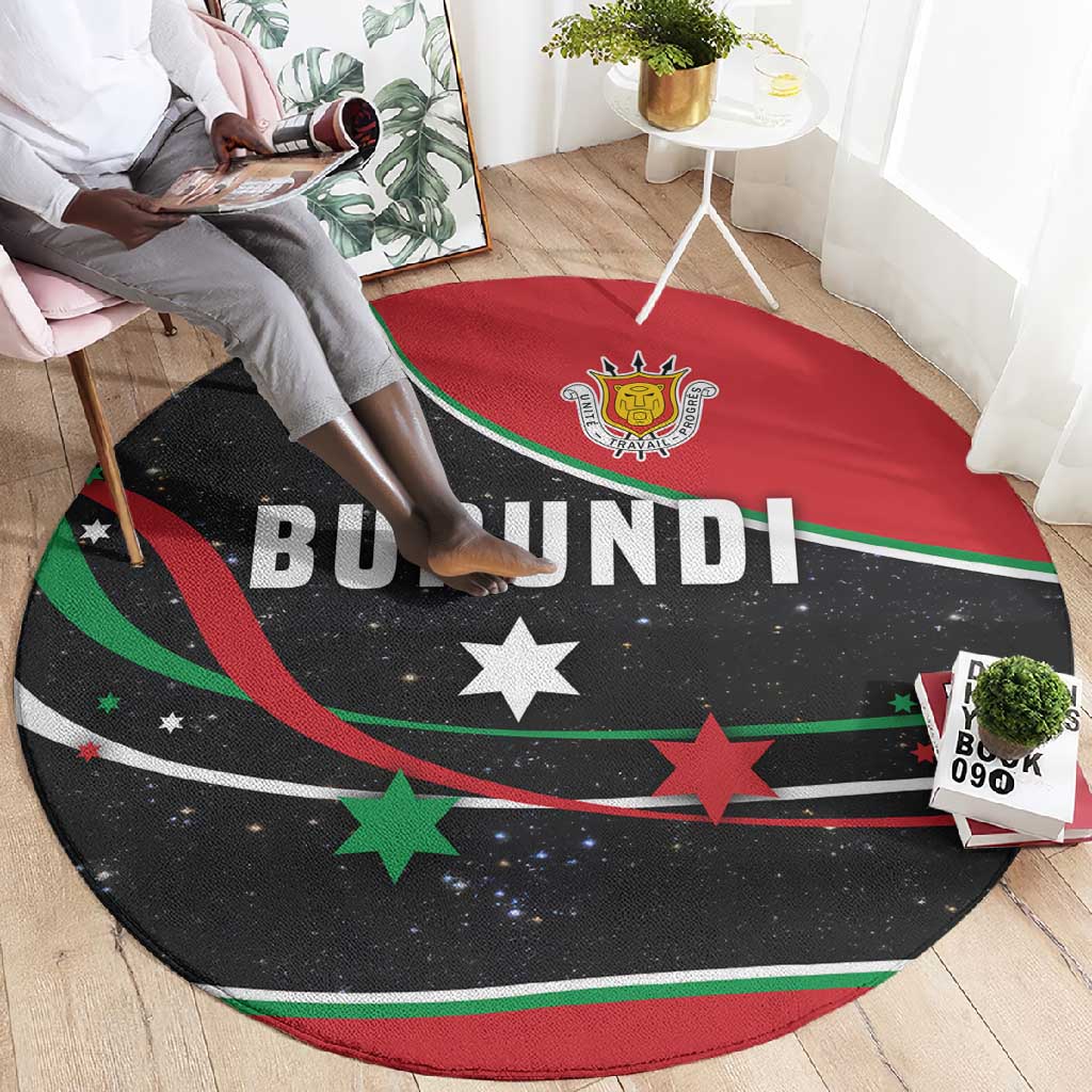 Burundi Round Carpet with Athletics Runners Black Red Green Flag Spirit TS04