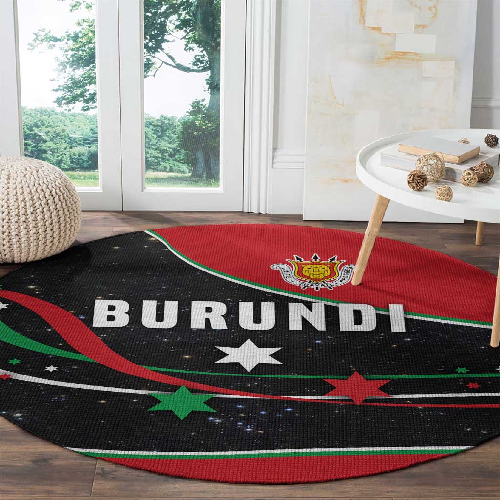 Burundi Round Carpet with Athletics Runners Black Red Green Flag Spirit TS04