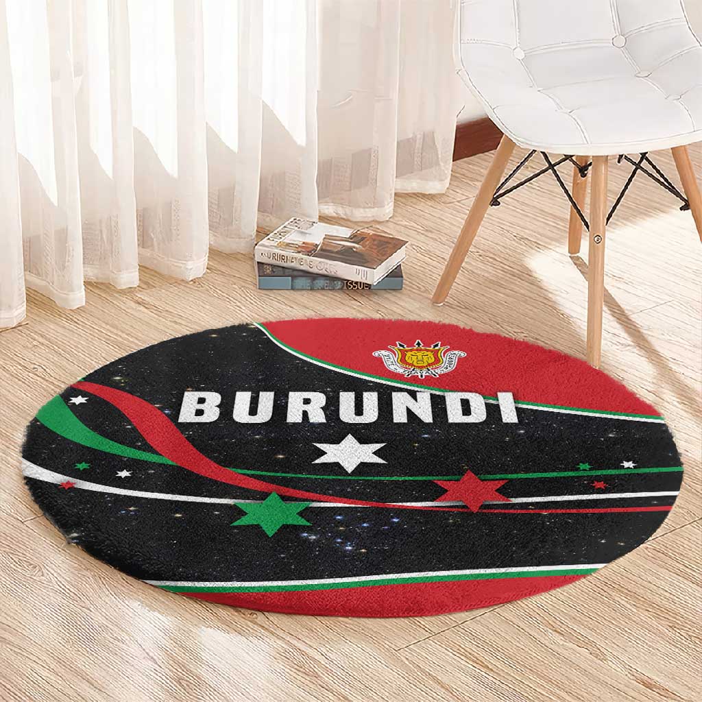 Burundi Round Carpet with Athletics Runners Black Red Green Flag Spirit TS04