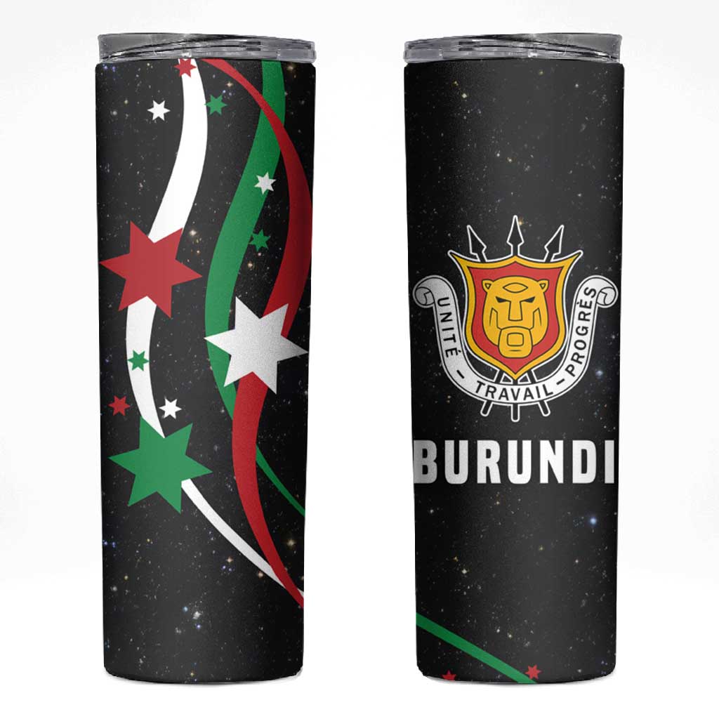 Burundi Skinny Tumbler with Athletics Runners Black Red Green Flag Spirit TS04