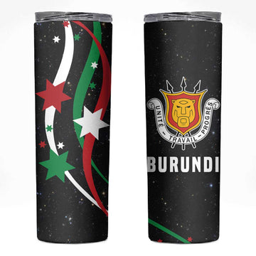 Burundi Skinny Tumbler with Athletics Runners Black Red Green Flag Spirit TS04