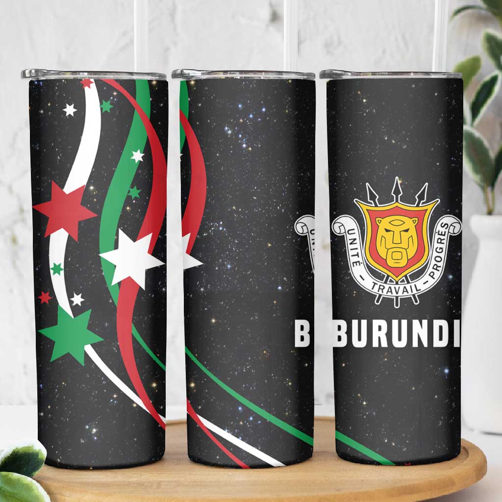 Burundi Skinny Tumbler with Athletics Runners Black Red Green Flag Spirit TS04
