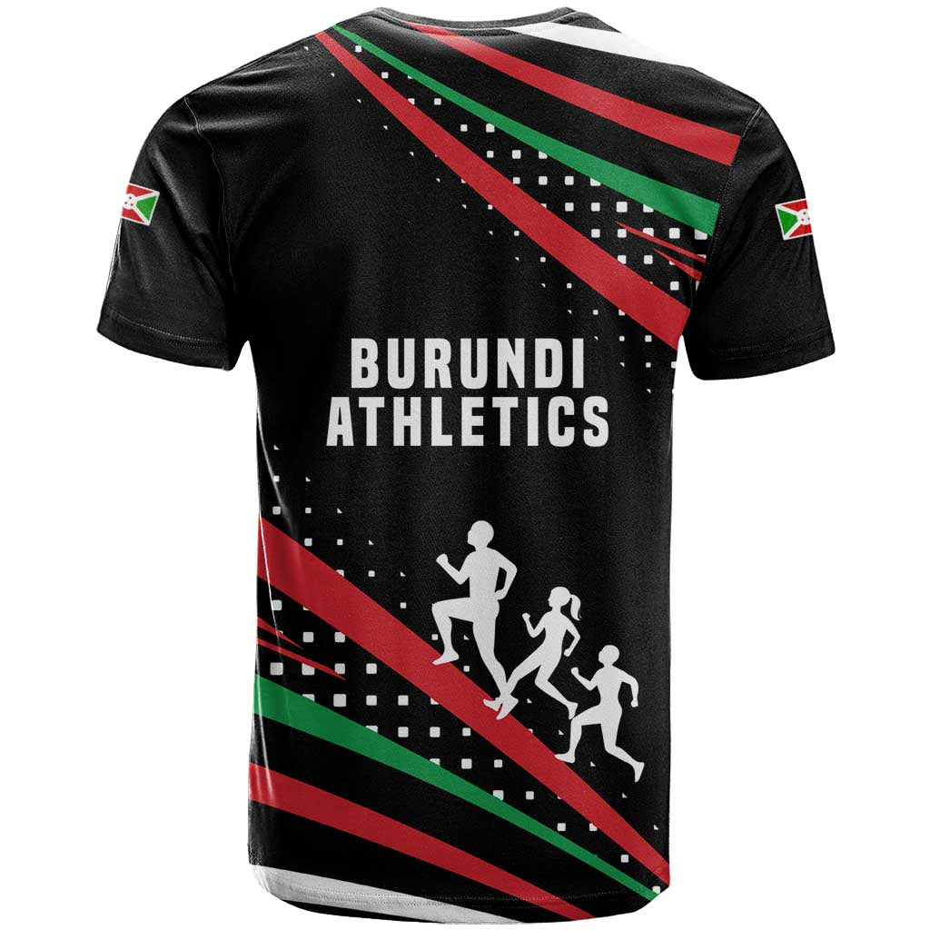Burundi T shirt with Athletics Runners Black Red Green Flag Spirit TS04