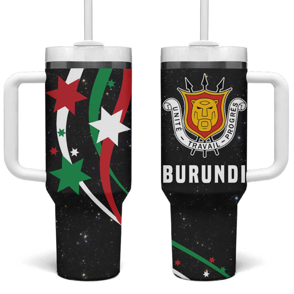 Burundi Tumbler With Handle with Athletics Runners Black Red Green Flag Spirit TS04