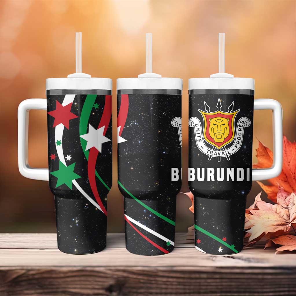 Burundi Tumbler With Handle with Athletics Runners Black Red Green Flag Spirit TS04