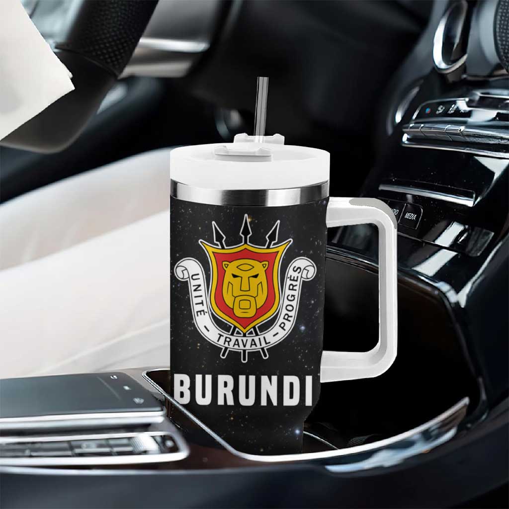 Burundi Tumbler With Handle with Athletics Runners Black Red Green Flag Spirit TS04