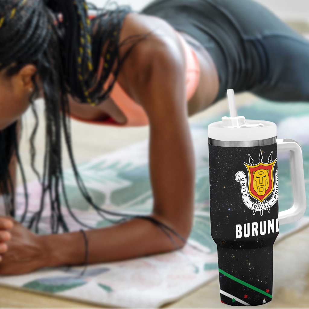 Burundi Tumbler With Handle with Athletics Runners Black Red Green Flag Spirit TS04
