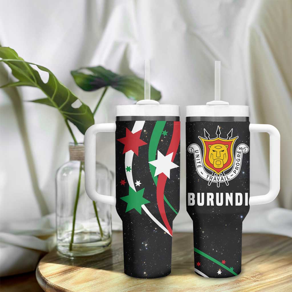 Burundi Tumbler With Handle with Athletics Runners Black Red Green Flag Spirit TS04