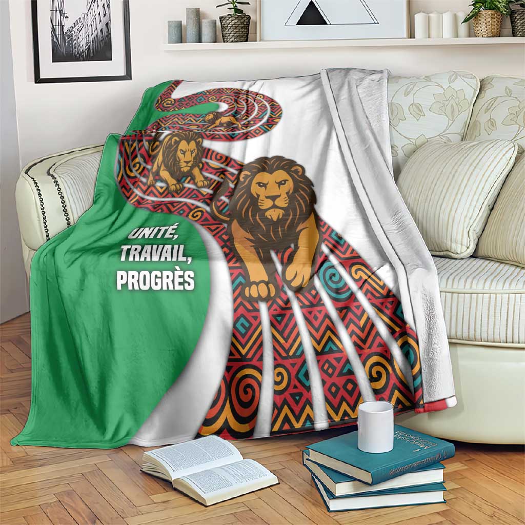 Burundi Lion Tribal Pattern Blanket - National Motto Unité Travail Progrès TS04