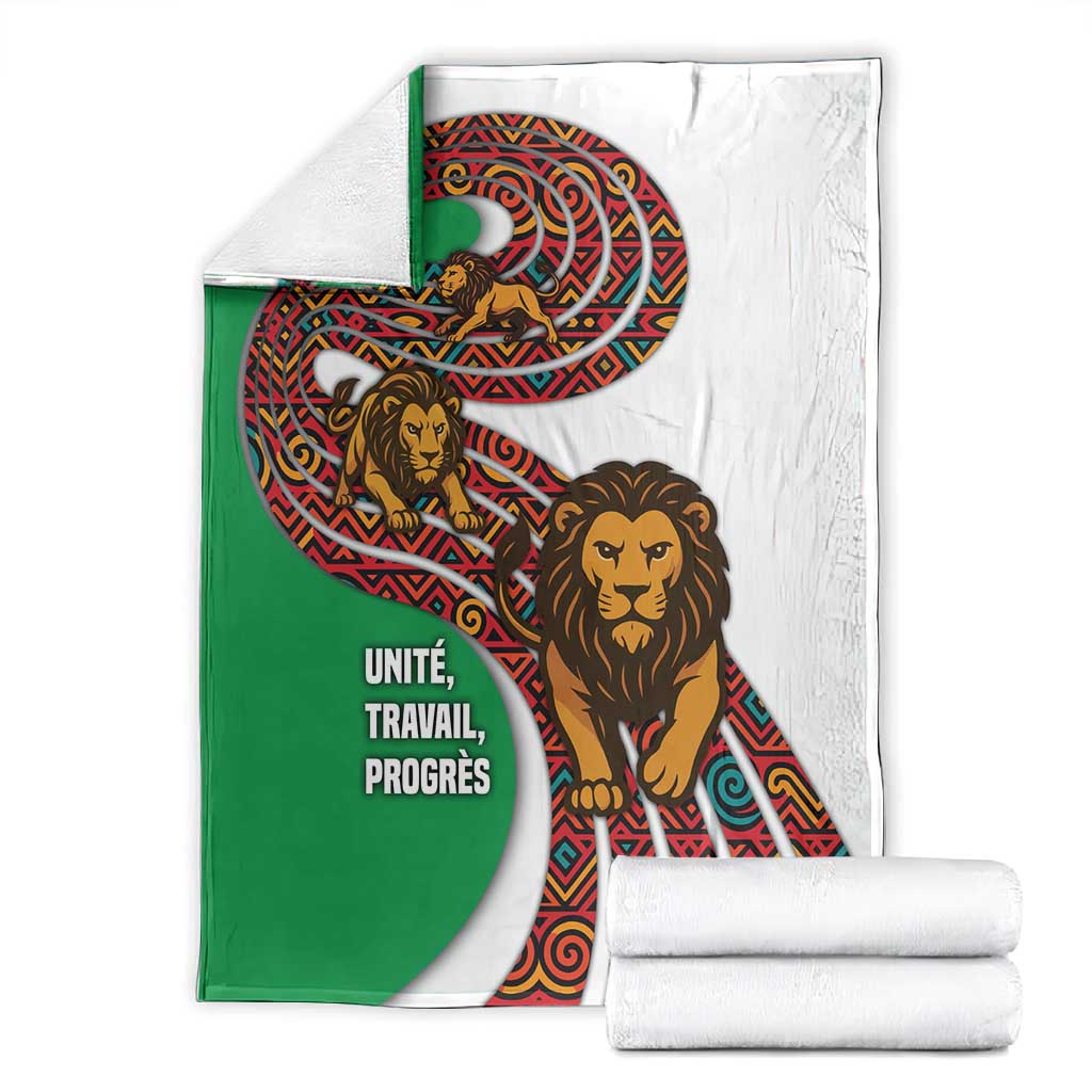 Burundi Lion Tribal Pattern Blanket - National Motto Unité Travail Progrès TS04