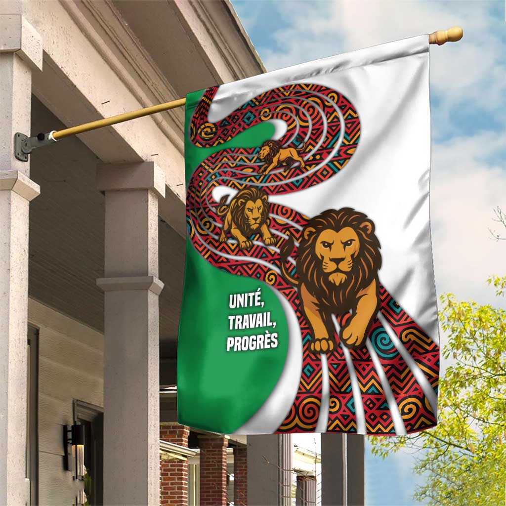 Burundi Lion Tribal Pattern Garden Flag - National Motto Unité Travail Progrès TS04