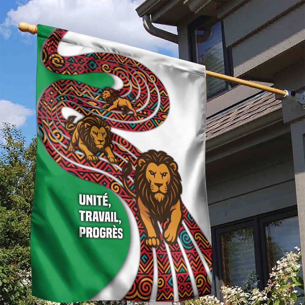 Burundi Lion Tribal Pattern Garden Flag - National Motto Unité Travail Progrès TS04