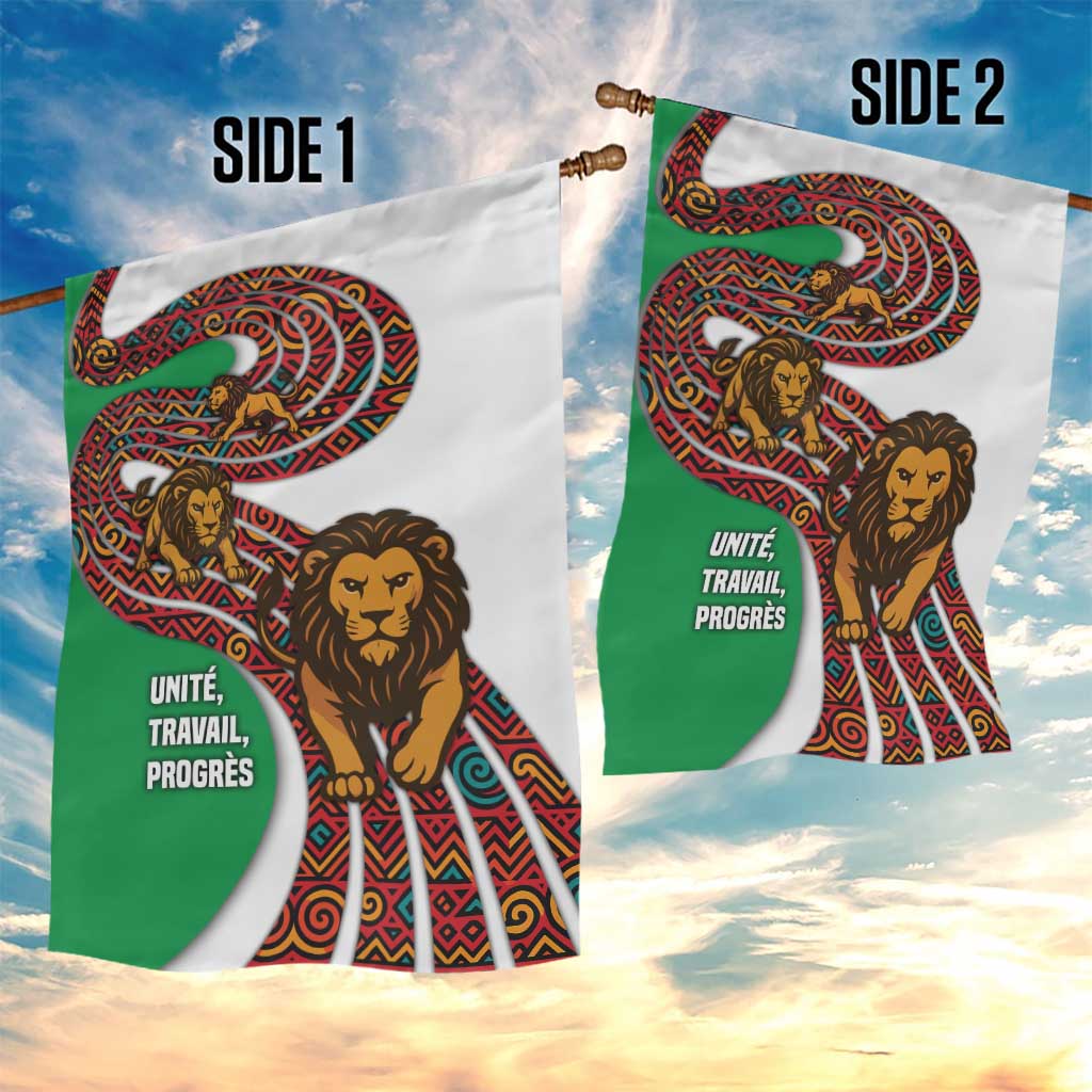 Burundi Lion Tribal Pattern Garden Flag - National Motto Unité Travail Progrès TS04