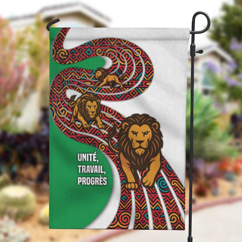 Burundi Lion Tribal Pattern Garden Flag - National Motto Unité Travail Progrès TS04