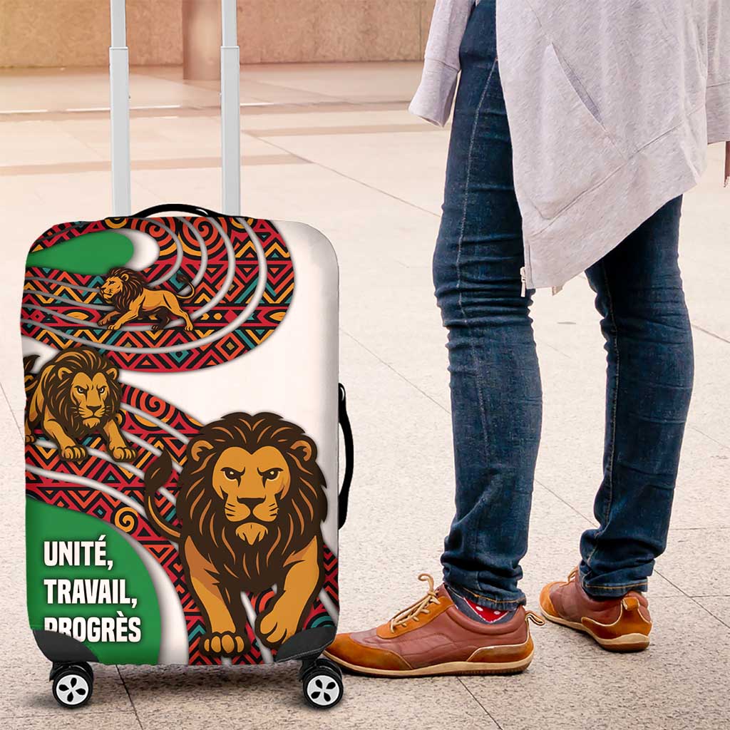 Burundi Lion Tribal Pattern Luggage Cover with National Motto Unité Travail Progrès TS04
