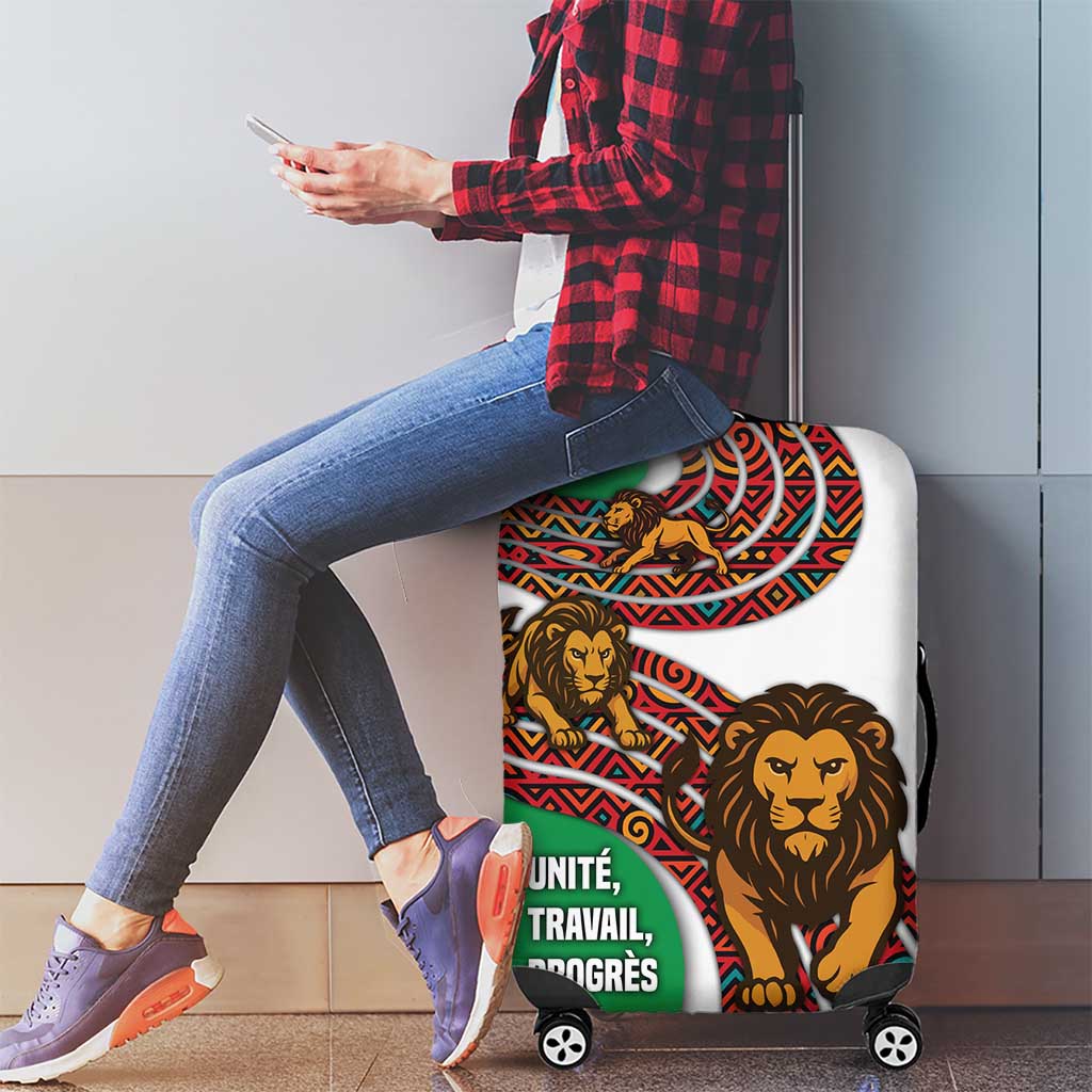 Burundi Lion Tribal Pattern Luggage Cover with National Motto Unité Travail Progrès TS04
