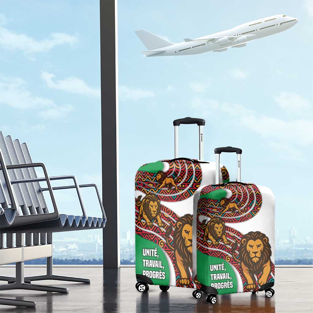 Burundi Lion Tribal Pattern Luggage Cover with National Motto Unité Travail Progrès TS04
