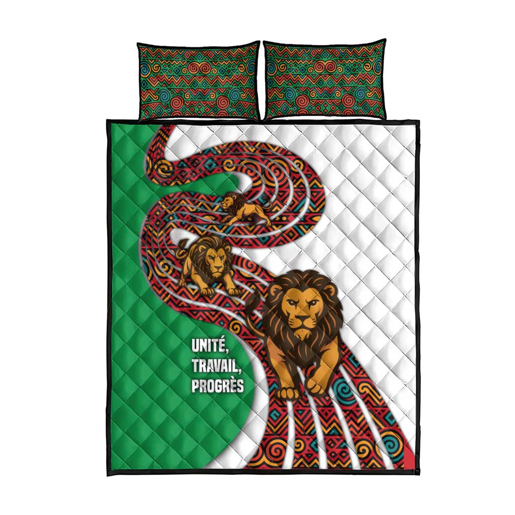 Burundi Lion Tribal Pattern Quilt Bed Set - National Motto Unité Travail Progrès TS04