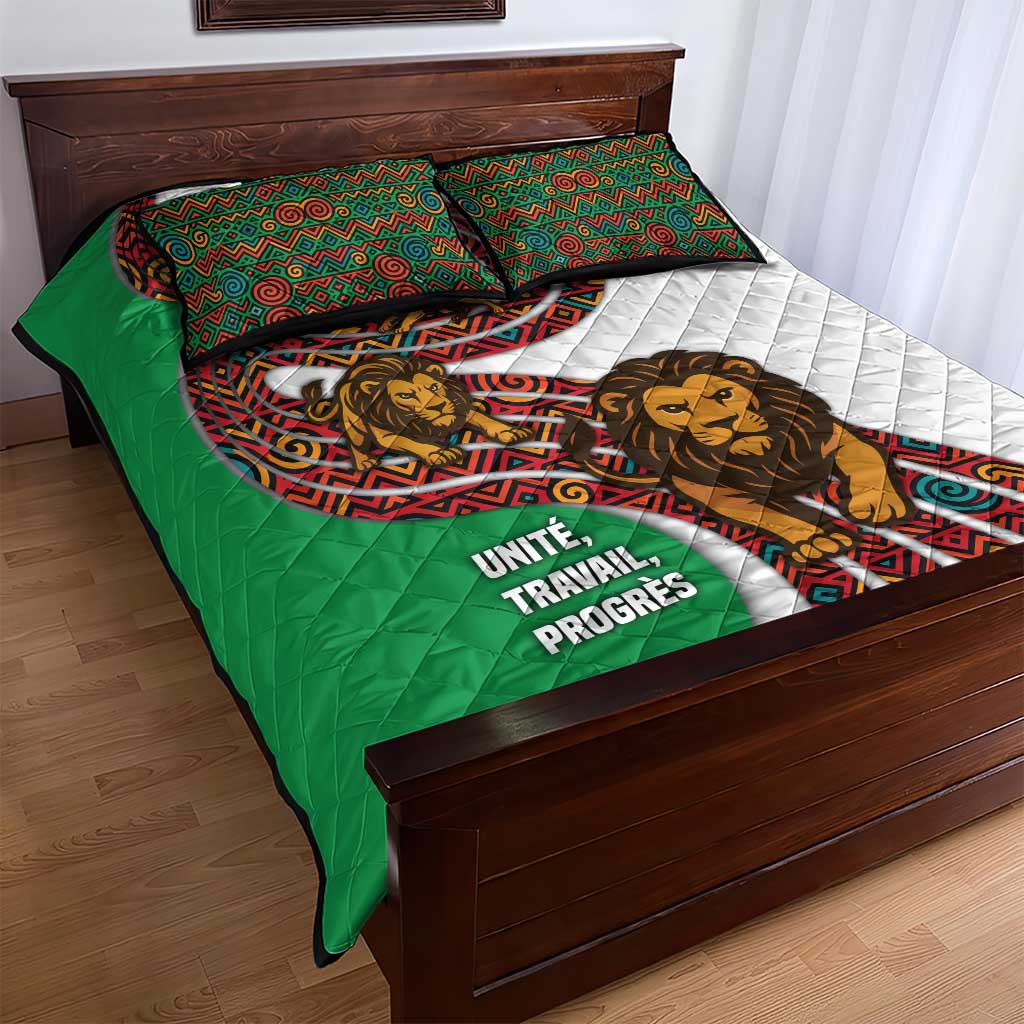 Burundi Lion Tribal Pattern Quilt Bed Set - National Motto Unité Travail Progrès TS04