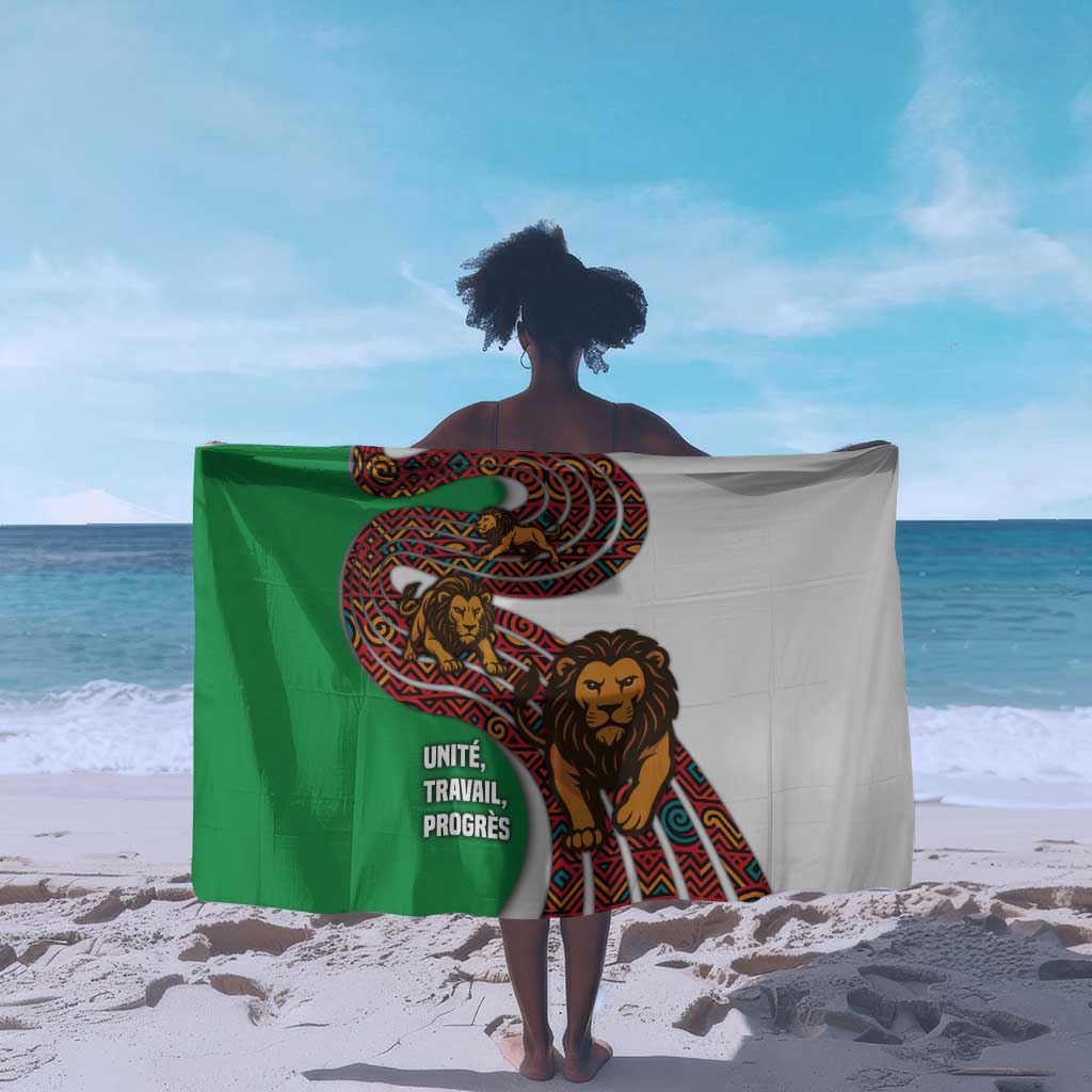 Burundi Lion Tribal Pattern Sarong - National Motto Unité Travail Progrès TS04