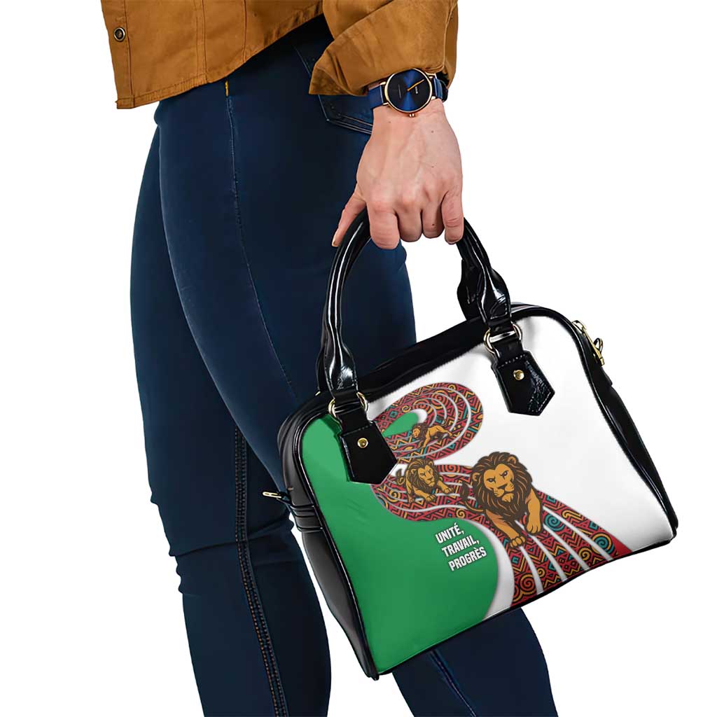 Burundi Lion Tribal Pattern Shoulder Handbag with National Motto Unité Travail Progrès TS04