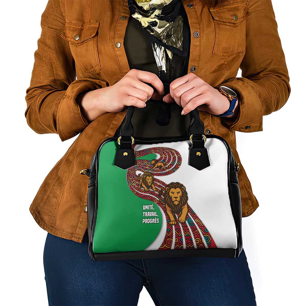 Burundi Lion Tribal Pattern Shoulder Handbag with National Motto Unité Travail Progrès TS04