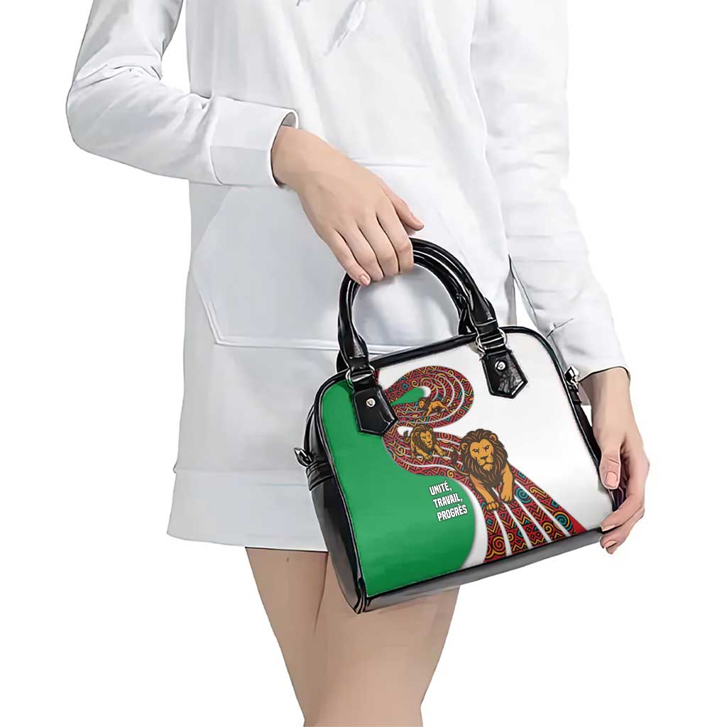 Burundi Lion Tribal Pattern Shoulder Handbag with National Motto Unité Travail Progrès TS04