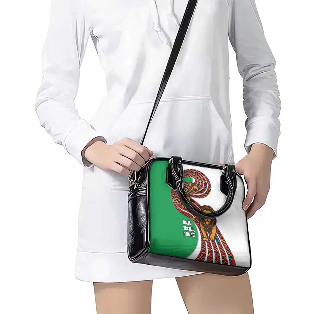 Burundi Lion Tribal Pattern Shoulder Handbag with National Motto Unité Travail Progrès TS04
