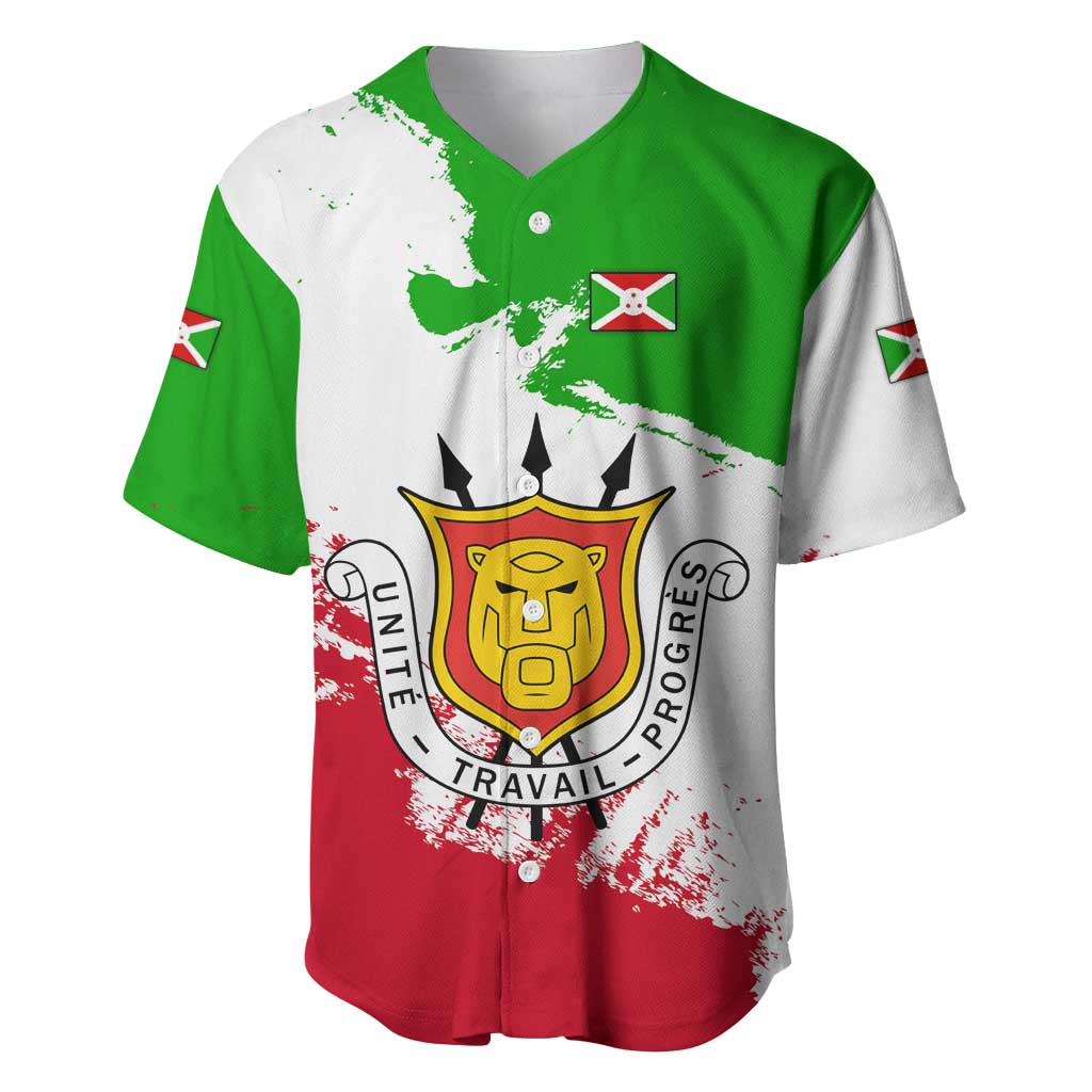 Burundi Flag Baseball Jersey with National Emblem and Motto Unité Travail Progres TS04