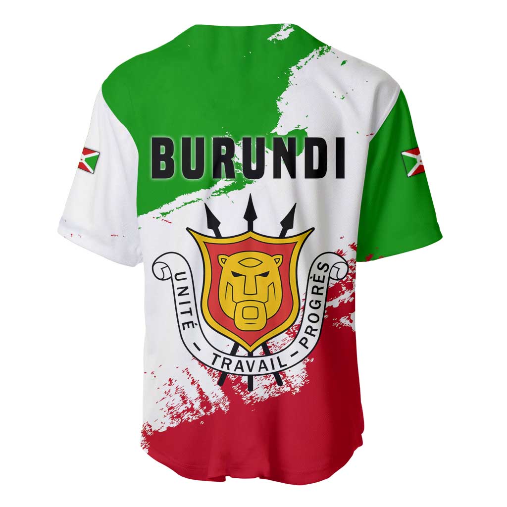 Burundi Flag Baseball Jersey with National Emblem and Motto Unité Travail Progres TS04