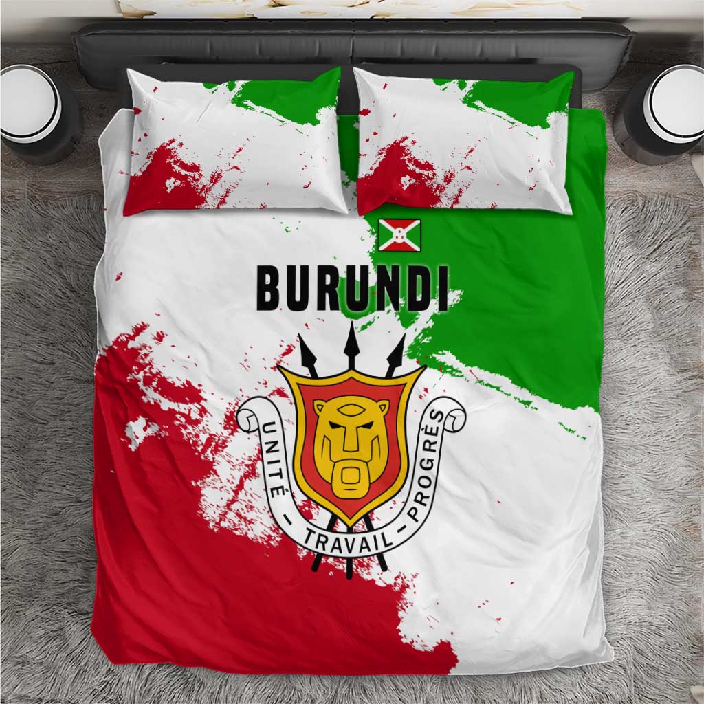 Burundi Flag Bedding Set with National Emblem and Motto Unité Travail Progres TS04