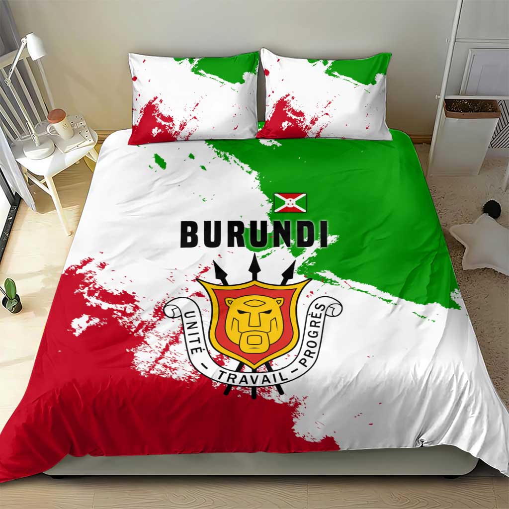Burundi Flag Bedding Set with National Emblem and Motto Unité Travail Progres TS04