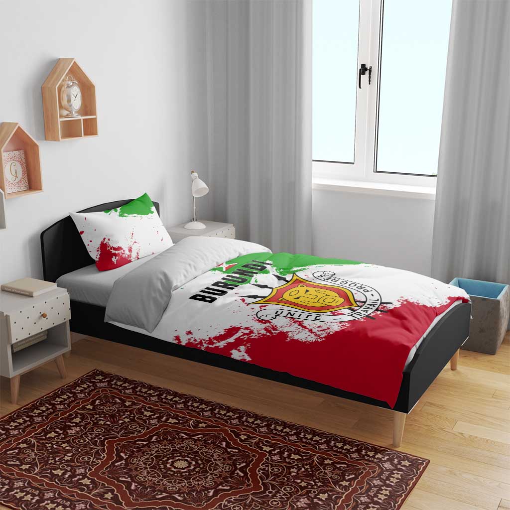 Burundi Flag Bedding Set with National Emblem and Motto Unité Travail Progres TS04