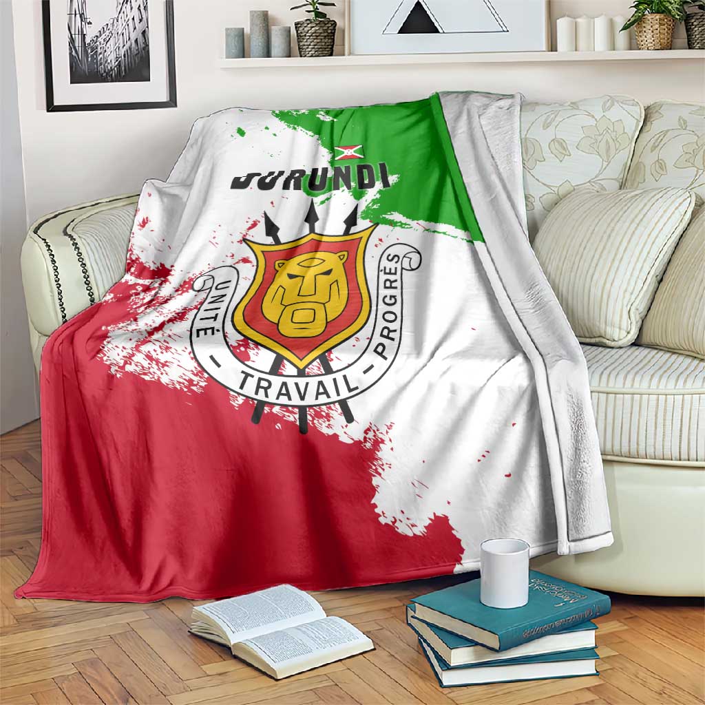 Burundi Flag Blanket with National Emblem and Motto Unité Travail Progres TS04