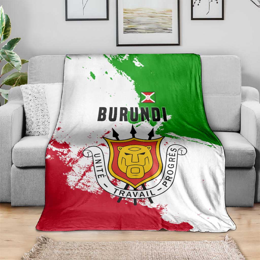 Burundi Flag Blanket with National Emblem and Motto Unité Travail Progres TS04