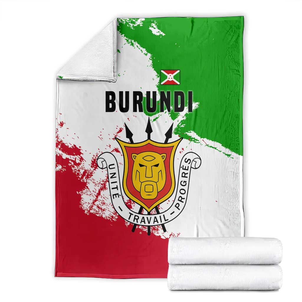 Burundi Flag Blanket with National Emblem and Motto Unité Travail Progres TS04