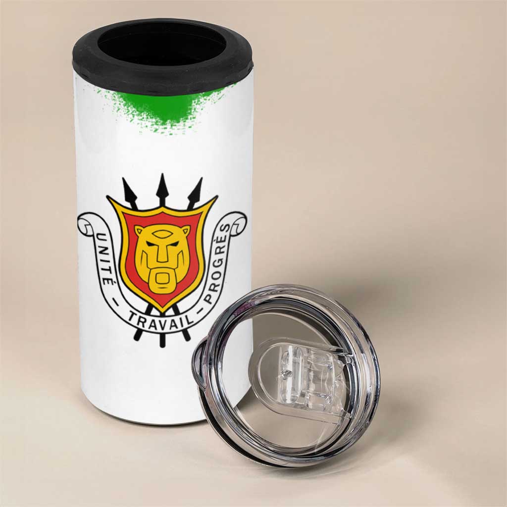 Burundi Flag 4 in 1 Can Cooler Tumbler with National Emblem and Motto Unité Travail Progres TS04