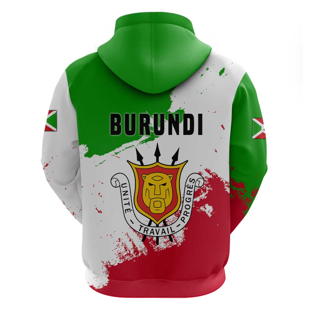 Burundi Flag Hoodie with National Emblem and Motto Unité Travail Progres TS04