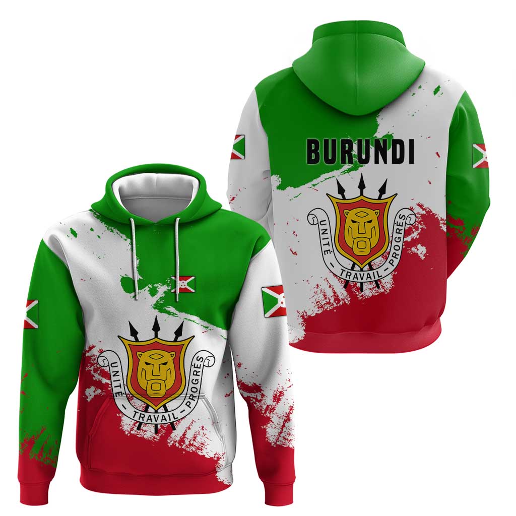 Burundi Flag Hoodie with National Emblem and Motto Unité Travail Progres TS04