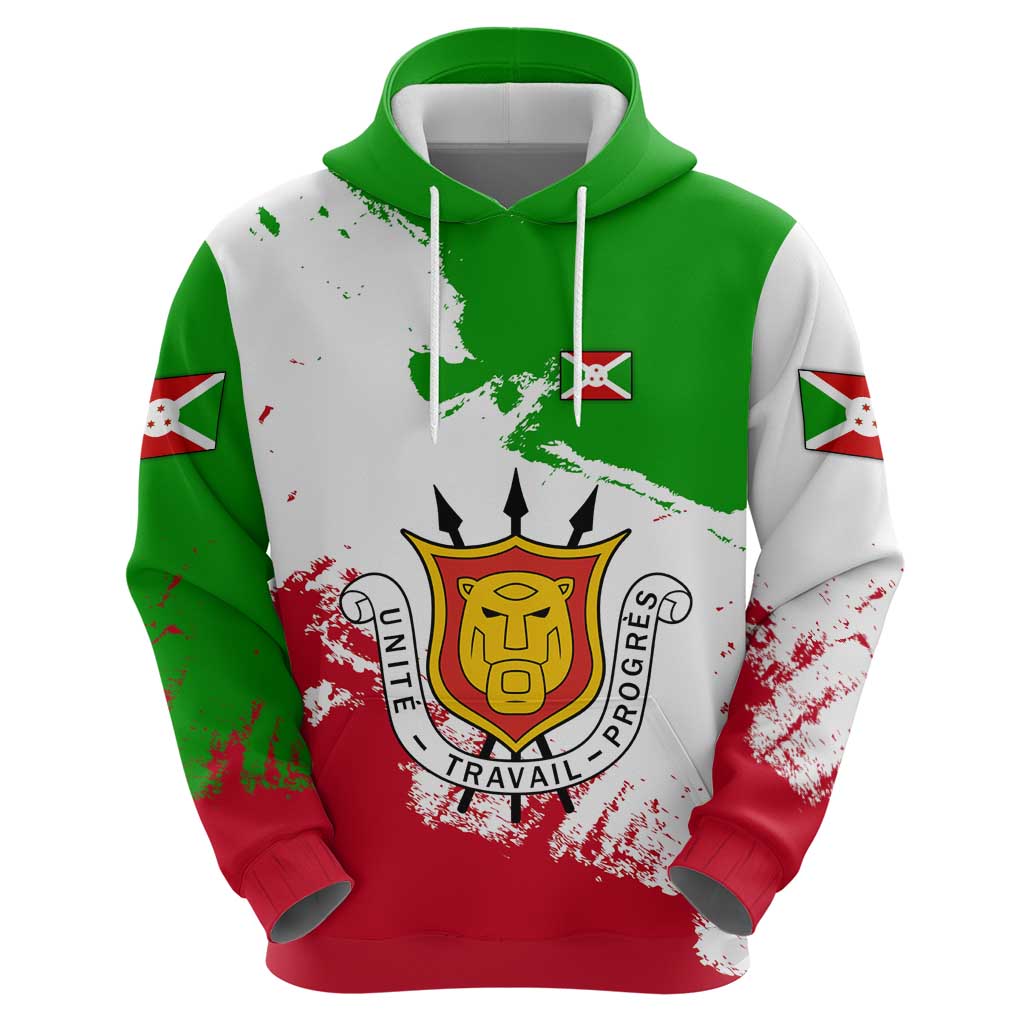 Burundi Flag Hoodie with National Emblem and Motto Unité Travail Progres TS04