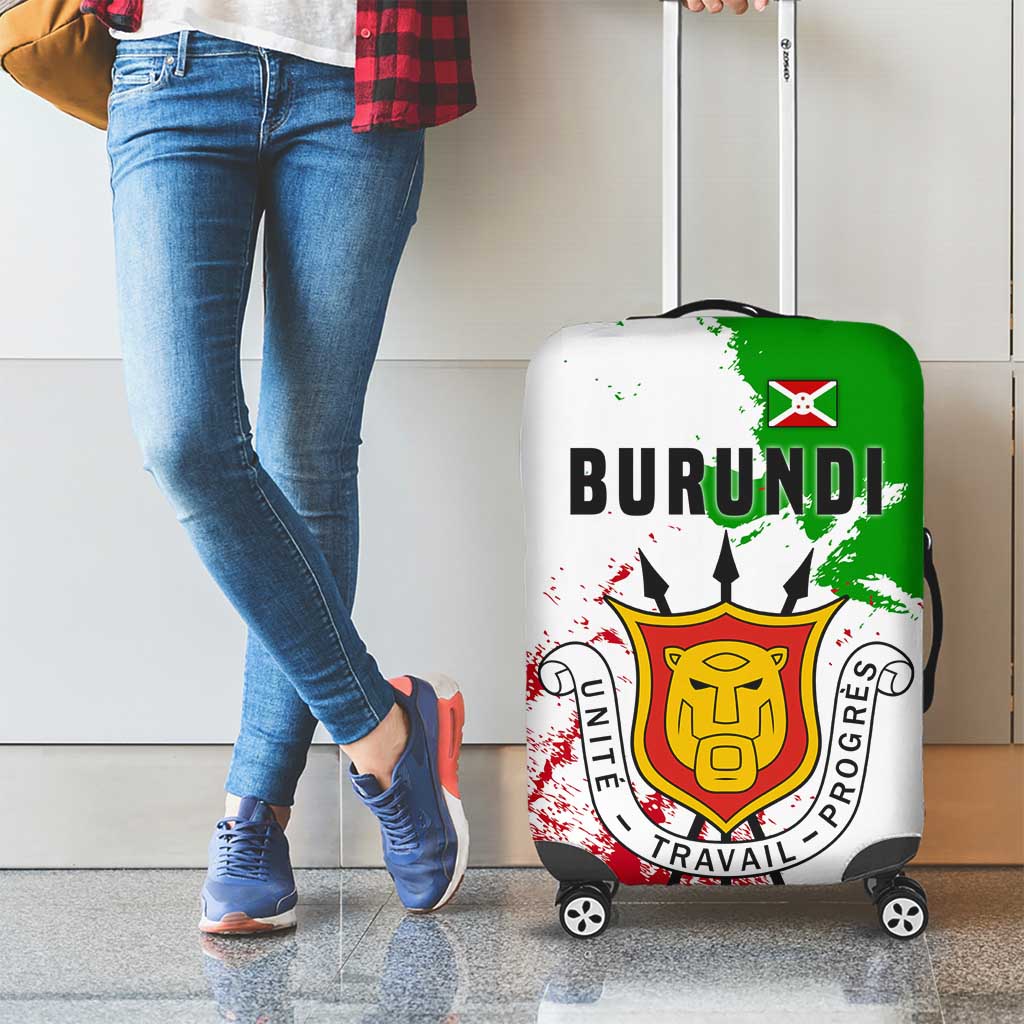 Burundi Flag Luggage Cover with National Emblem and Motto Unité Travail Progres TS04