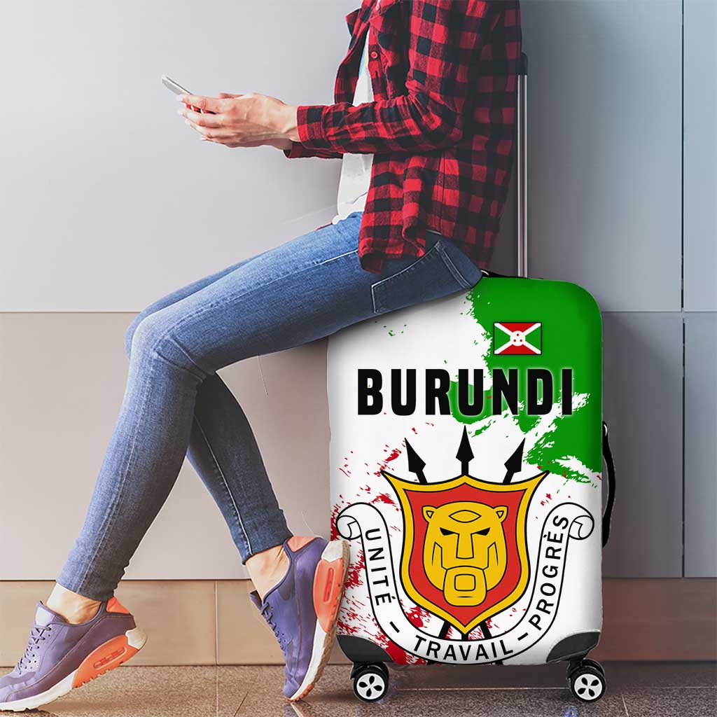Burundi Flag Luggage Cover with National Emblem and Motto Unité Travail Progres TS04