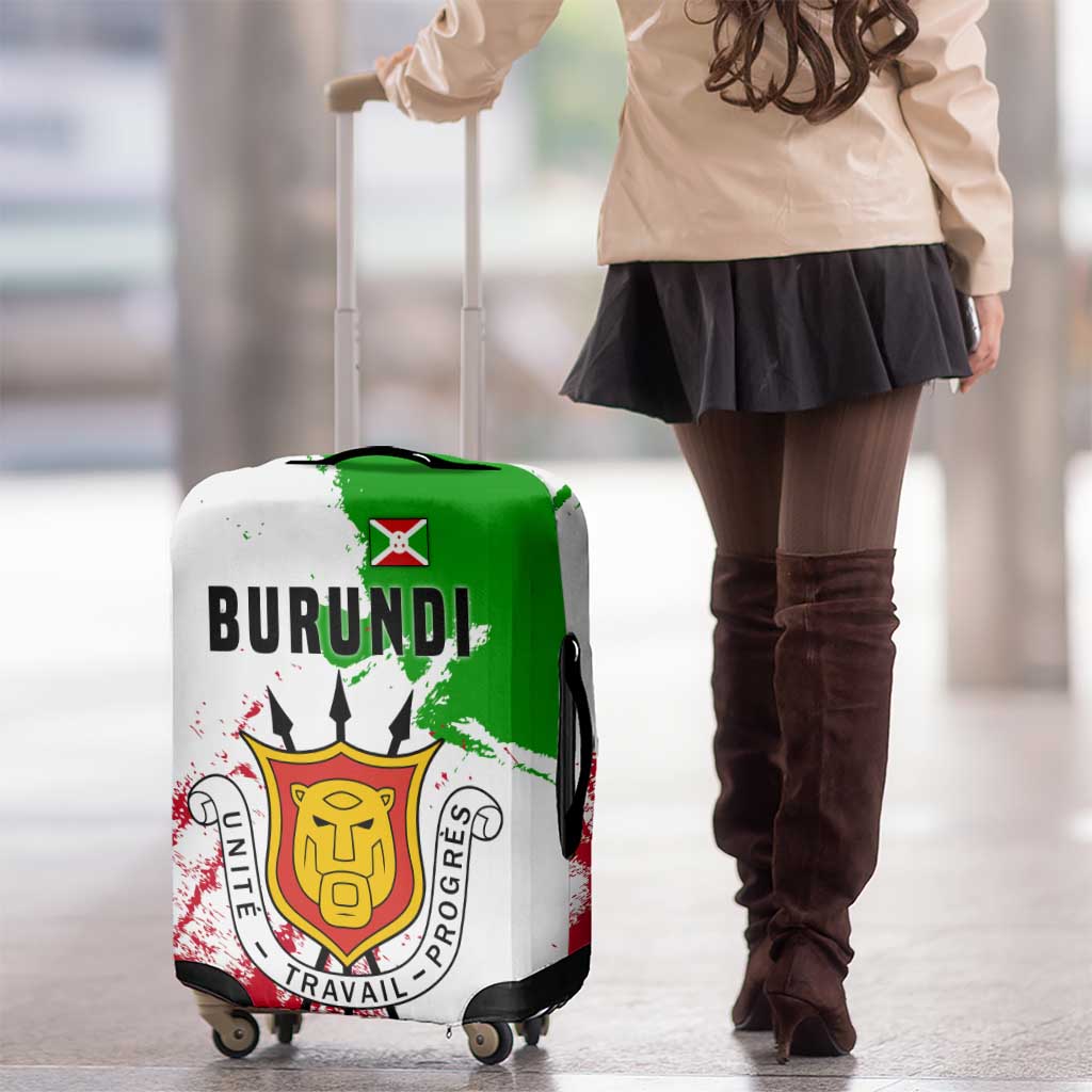 Burundi Flag Luggage Cover with National Emblem and Motto Unité Travail Progres TS04