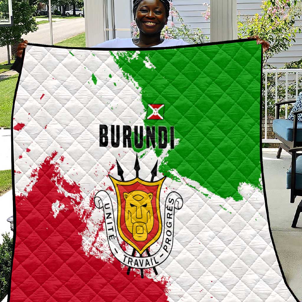 Burundi Flag Quilt with National Emblem and Motto Unité Travail Progres TS04